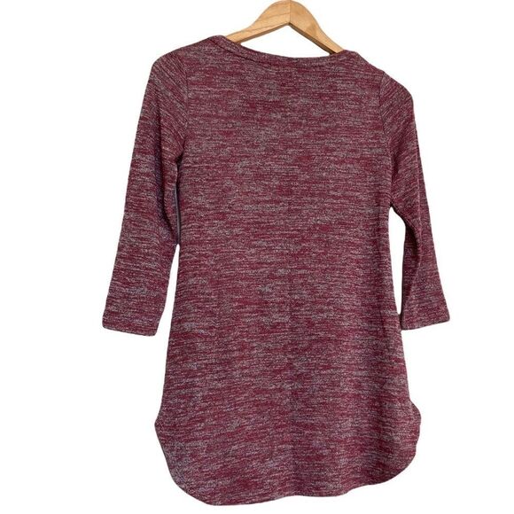 LOGO Lori Goldstein Knit Top Asymmetric Hem XXS Heathered Maroon - Picture 4 of 4